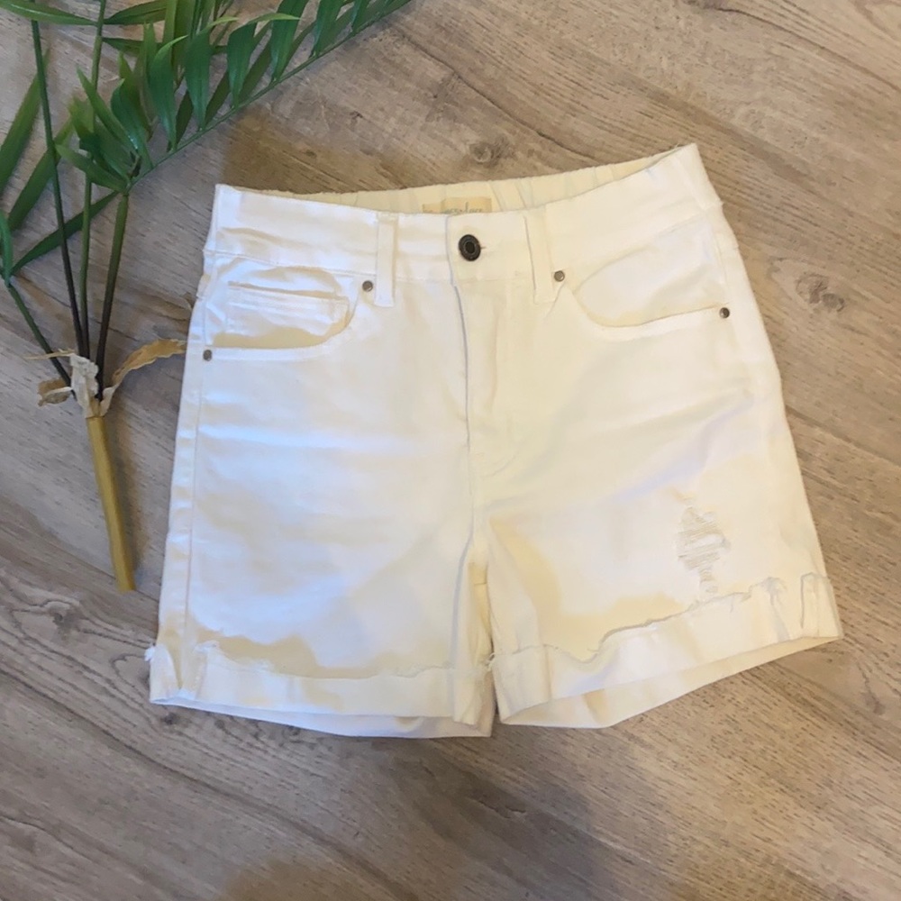 G&L white distressed denim shorts